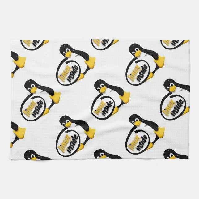 LINUX INSIDE Tux the Linux Penguin Logo Kitchen Towel (Horizontal)
