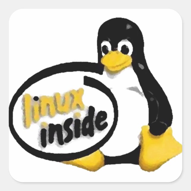 LINUX INSIDE Tux the Linux Penguin Logo Square Sticker (Front)