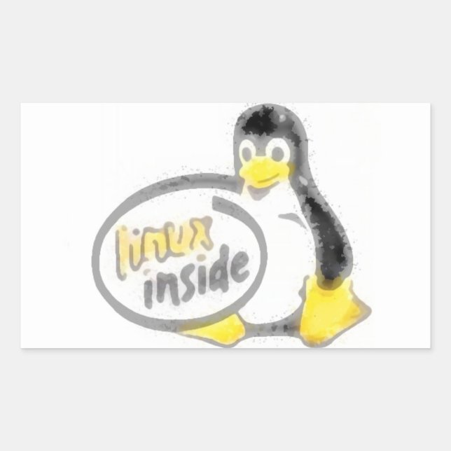LINUX INSIDE Tux the Linux Penguin Logo Sticker (Front)
