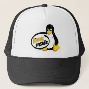 LINUX INSIDE Tux the Linux Penguin Logo Trucker Hat