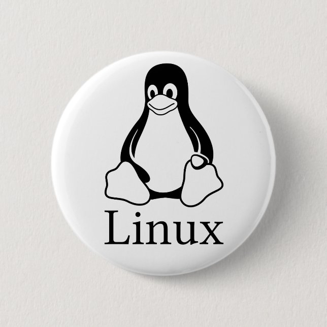 Linux Logo w/ Tux the Linux Penguin 2 Inch Round Button (Front)