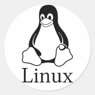 Linux Logo w/ Tux the Linux Penguin Classic Round Sticker