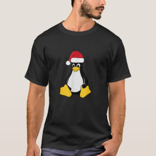 Linux Mascot Tux the Penguin Santa Hat Nerd Geek C T-Shirt