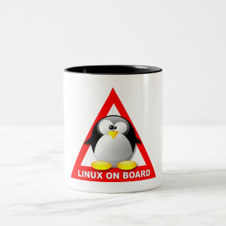 LINUX ON BOARD Two-Tone COFFEE MUG