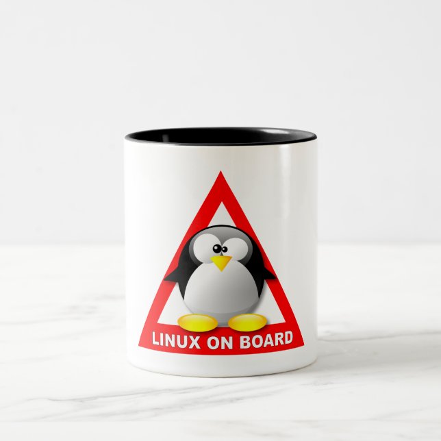 LINUX ON BOARD Two-Tone COFFEE MUG (Center)