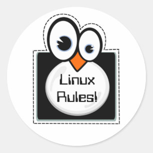 Linux Penguin Frame Custom Text Sticker