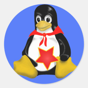 LINUX TUX COMMUNIST PARTISAN CLASSIC ROUND STICKER