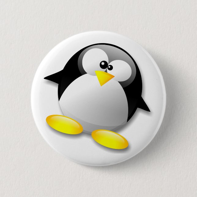 LINUX TUX CRYSTAL 2 INCH ROUND BUTTON (Front)