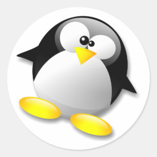 LINUX TUX CRYSTAL CLASSIC ROUND STICKER