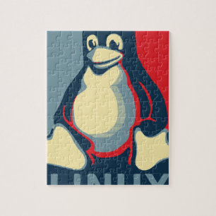 Linux tux penguin classic obama poster jigsaw puzzle