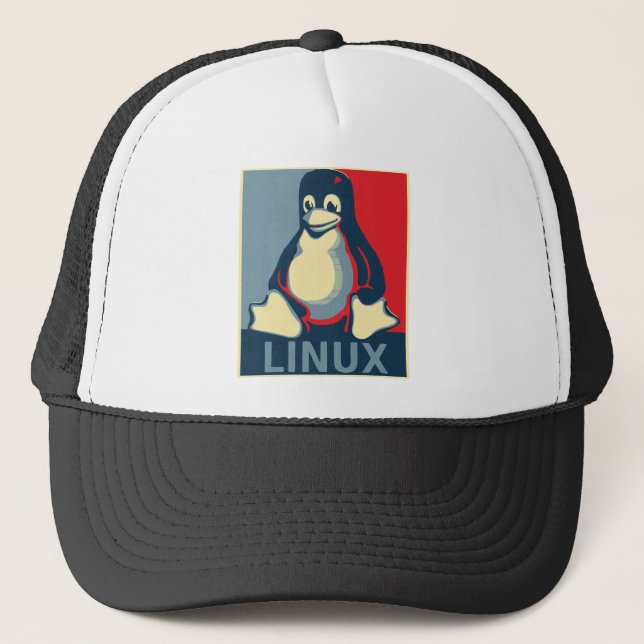 Linux tux penguin classic obama poster trucker hat (Front)