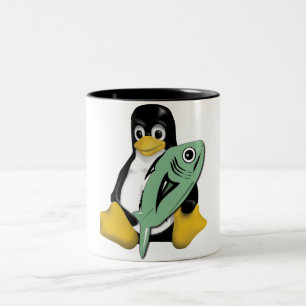 LINUX TUX PENGUIN FISH Two-Tone COFFEE MUG