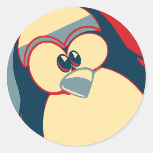 Linux Tux penguin Obama poster Classic Round Sticker