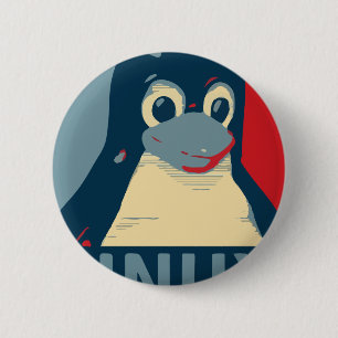 Linux Tux penguin poster head red blue 2 Inch Round Button