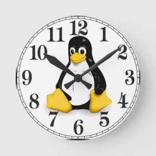 Linux Tux Products Round Clock
