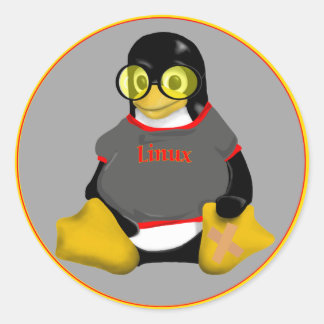 LINUX TUX SUN GLASSES 1 CLASSIC ROUND STICKER