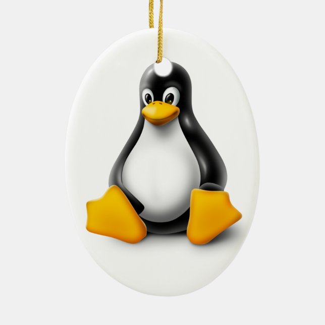 Linux Tux the Penguin Ceramic Ornament (Back)