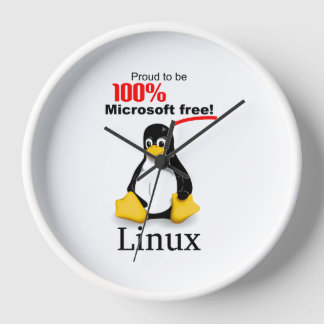 Linux Wall Clock with White Trim - Microsoft Free