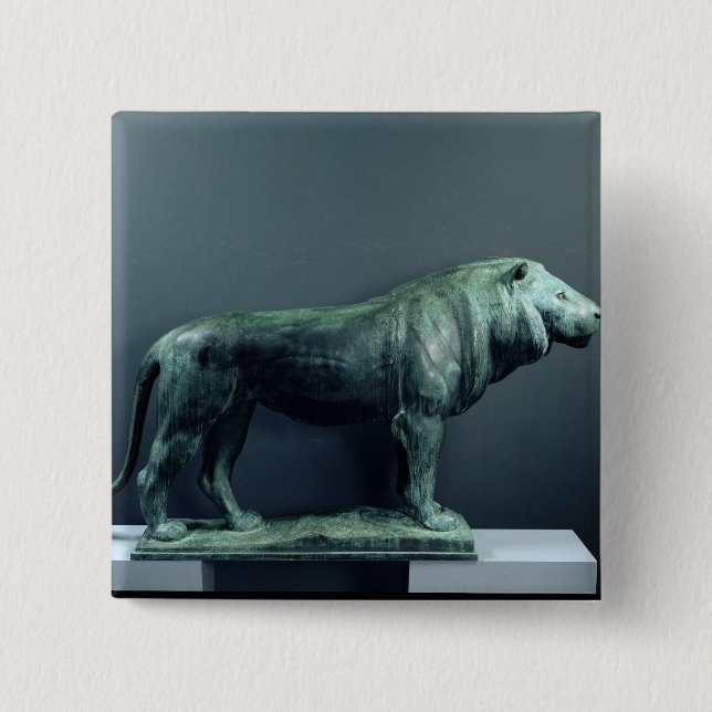 Lion, 1904 2 inch square button (Front)