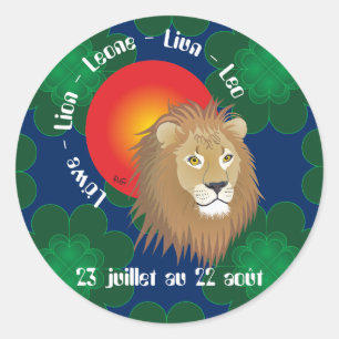 Lion 23 juillet au 22 août Autocollants Classic Round Sticker
