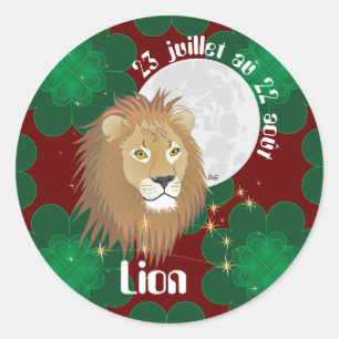 Lion 23 juillet au 22 août Autocollants Classic Round Sticker