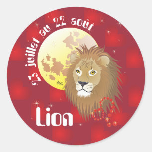 Lion 23 juillet au 22 août Autocollants Classic Round Sticker