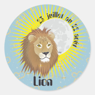 Lion 23 juillet au 22 août Autocollants Classic Round Sticker