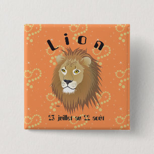 Lion 23 juillet au 22 août Boutons - Badges 2 Inch Square Button