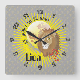 Lion 23 juillet au 22 août Horloge Square Wall Clock