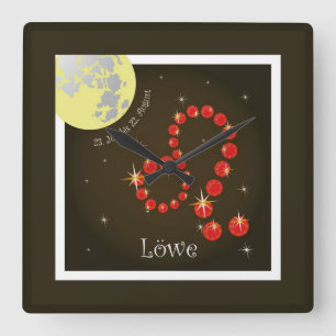 Lion 23 July to 22 August Square Wall Clock