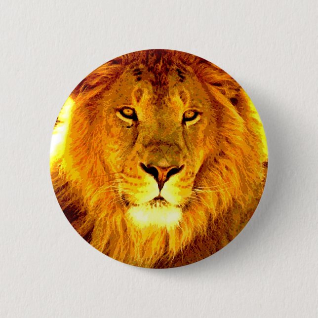 Lion 2 Inch Round Button (Front)