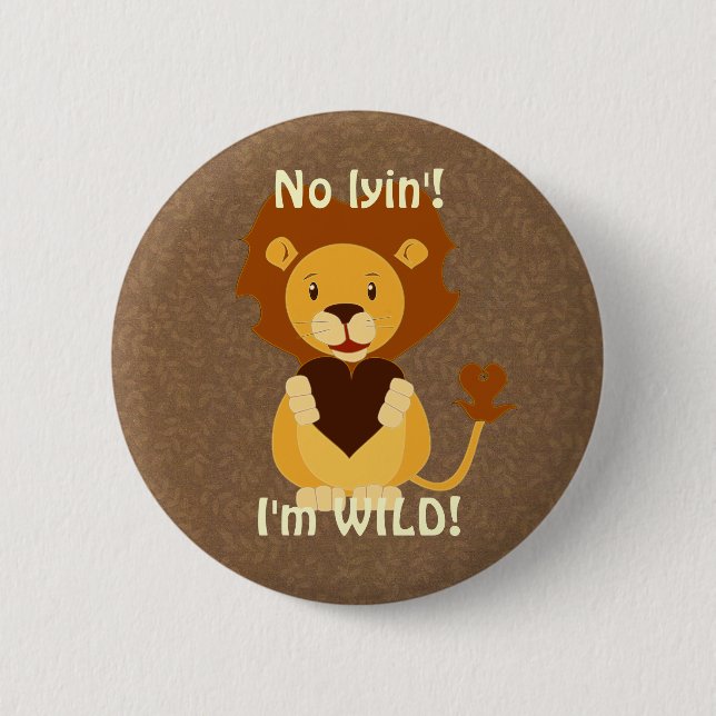 lion 2 inch round button (Front)