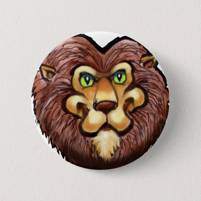 Lion 2 Inch Round Button (Front)