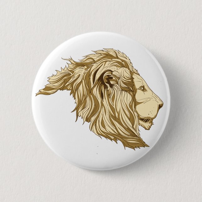 Lion 2 Inch Round Button (Front)