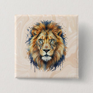 Lion 2 Inch Square Button