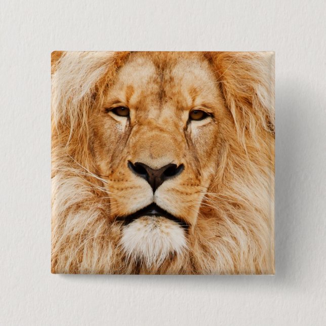Lion 2 Inch Square Button (Front)