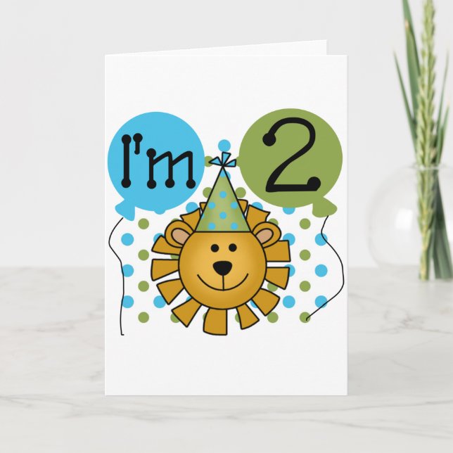 Lion 2nd Birthday T-shirts and Gifts Card (Front)
