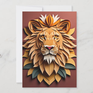 Lion 3D Paper Art Design T-shirt  Invitation