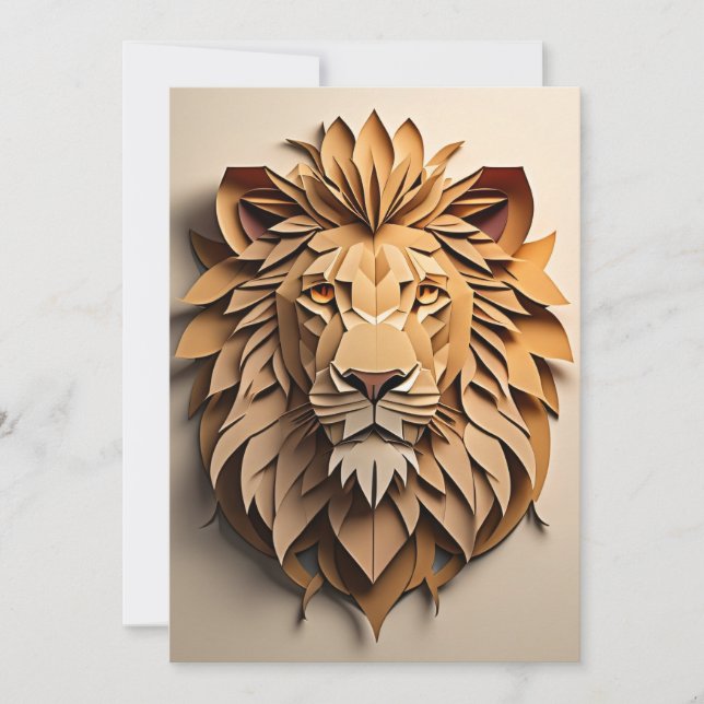 Lion 3D Paper Art Design T-shirt  Invitation (Front)