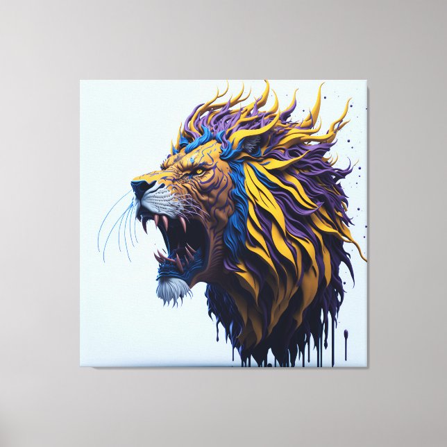 LION 3D Splash art REMASTERED Upscale Canvas Print (Front)