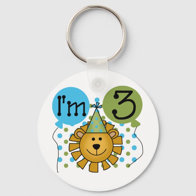 Lion 3rd Birthday T-shirts and Gifts Keychain (Front)
