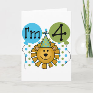 Lion 4th Birthday T-shirts and Gifts Card