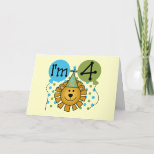 Lion 4th Birthday T-shirts and Gifts Card