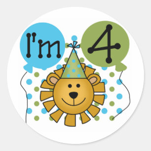 Lion 4th Birthday T-shirts and Gifts Classic Round Sticker