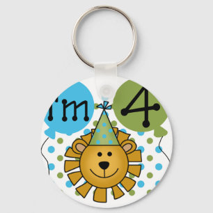 Lion 4th Birthday T-shirts and Gifts Keychain