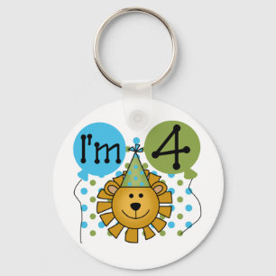 Lion 4th Birthday T-shirts and Gifts Keychain