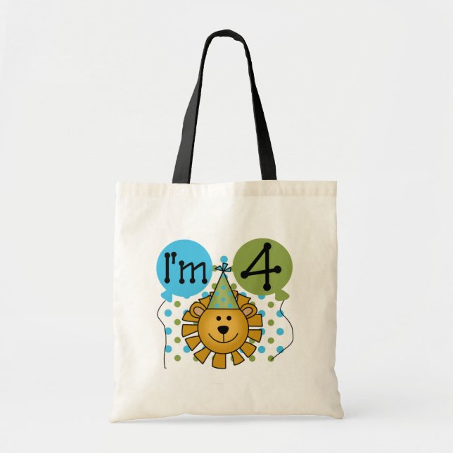 Lion 4th Birthday T-shirts and Gifts Tote Bag (Front)
