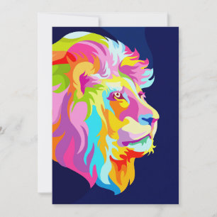 Lion Abstract Lion Head In Pop Invitation