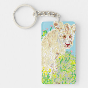 Lion africain Porte - clé rectangle (double face)
