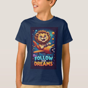 🦁 Lion Airplane Adventure Kids Fun Graphic  ✈️ T-Shirt